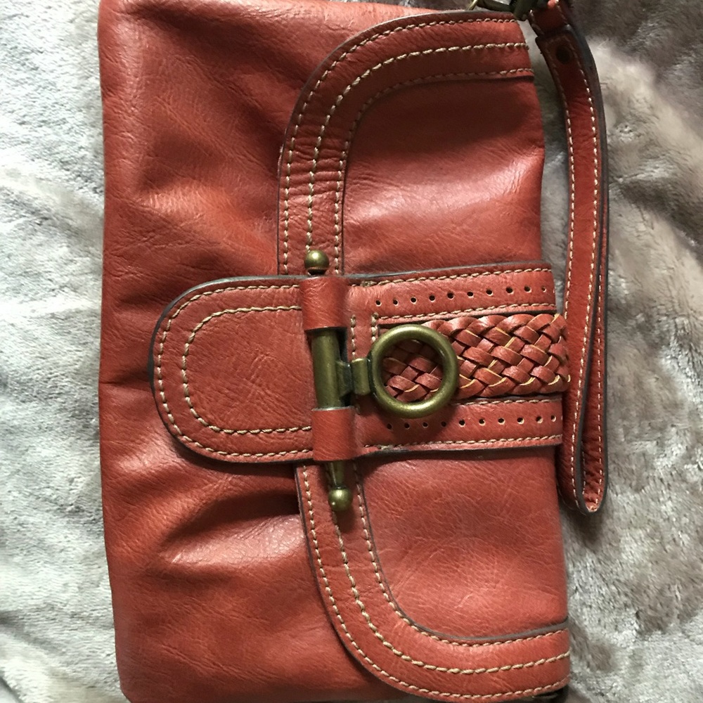 Chaps burnt orange wristlet
